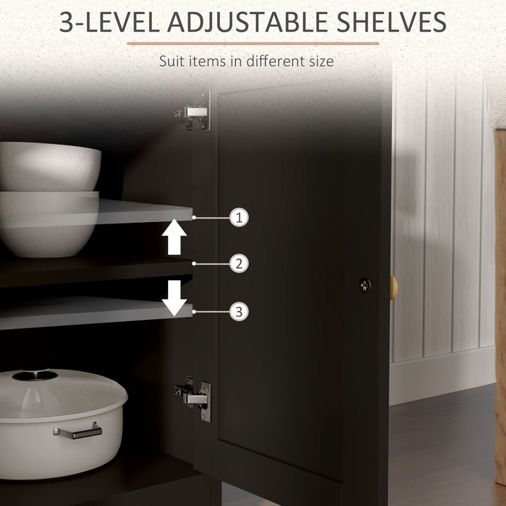 HOMCOM Kitchen Sideboard Cabinet with 2 Drawers, 4 Barn Doors and 2 Adjustable Shelves, Buffet Table for Living Room, White