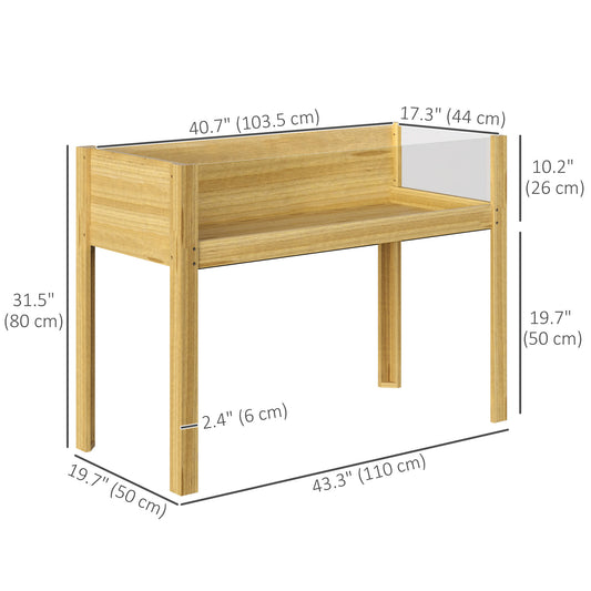 Outsunny Wooden Raised Garden Bed with Acrylic Panels, Raised Planter Box with Drainage Holes, 43.3" x 19.7" x 31.5"