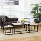 HOMCOM Nesting Coffee Table Set of 3, Modern End Tables with Black Metal Frame for Living Room Home Furniture, Natural