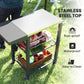 Outsunny 3-Shelf Outdoor Grill Cart Table with Foldable Side Table and Stainless Steel Table Top, Pizza Oven Stand on Wheels