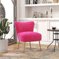 HOMCOM Velvet Lounge Chair, Modern Accent Chair for Living Room with Gold Steel Legs and Tufting Backrest, Pink