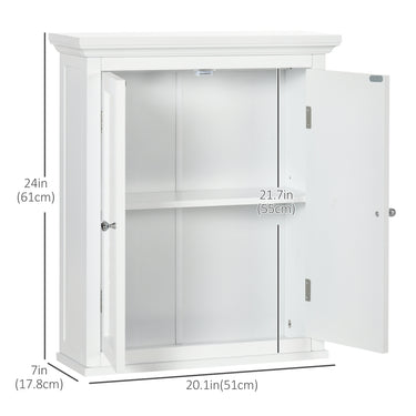 kleankin Over Toilet Storage Cabinet, Bathroom Wall Cabinet with Adjustable Shelf for Living Room and Entryway, White