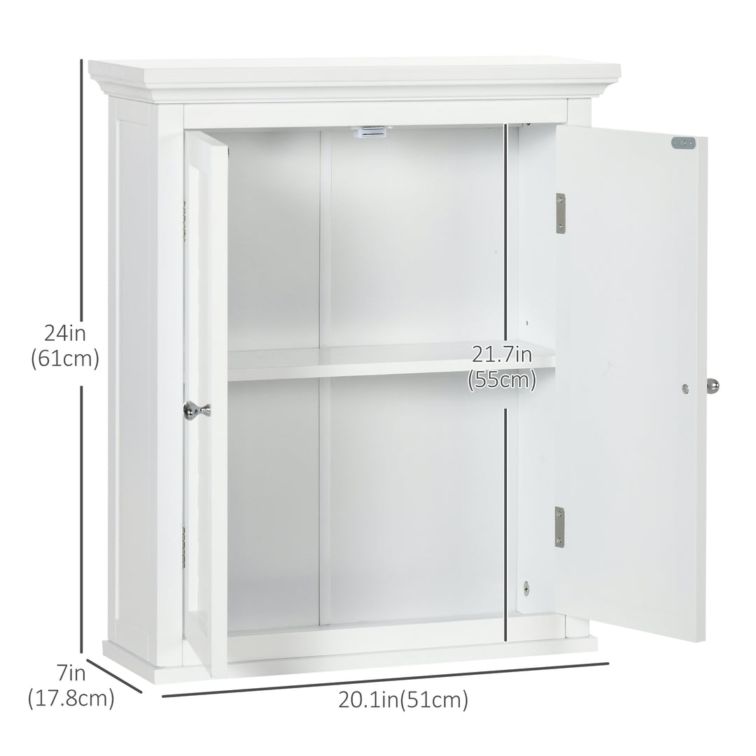 kleankin Over Toilet Storage Cabinet, Bathroom Wall Cabinet with Adjustable Shelf for Living Room and Entryway, White