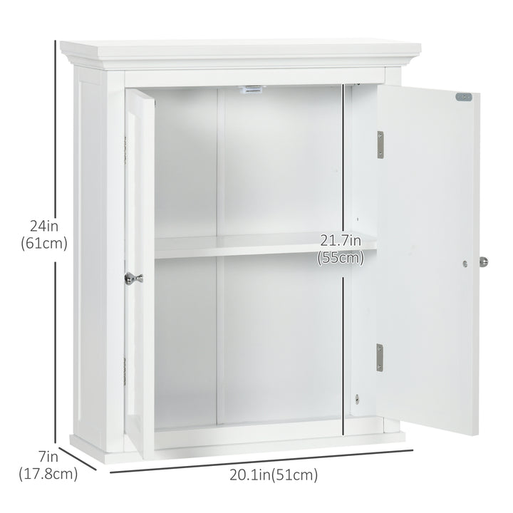 kleankin Over Toilet Storage Cabinet, Bathroom Wall Cabinet with Adjustable Shelf for Living Room and Entryway, White