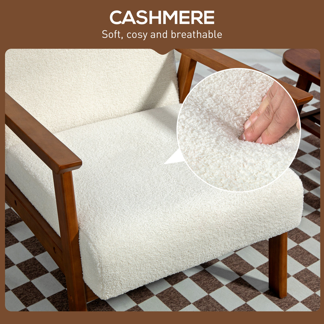 HOMCOM Living Room Chair Boucle Accent Chair for Bedroom with Wide Seat and Thick Padding, Grey