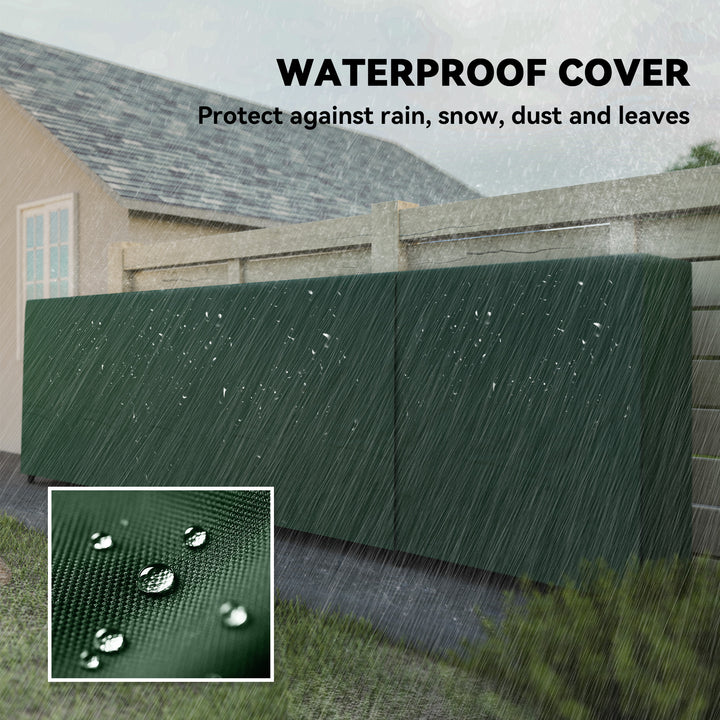 Outsunny Firewood Rack with Waterproof Cover, 500 kg Log Storage Holder with Steel Chains, 142" x 14" x 39", Dark Green