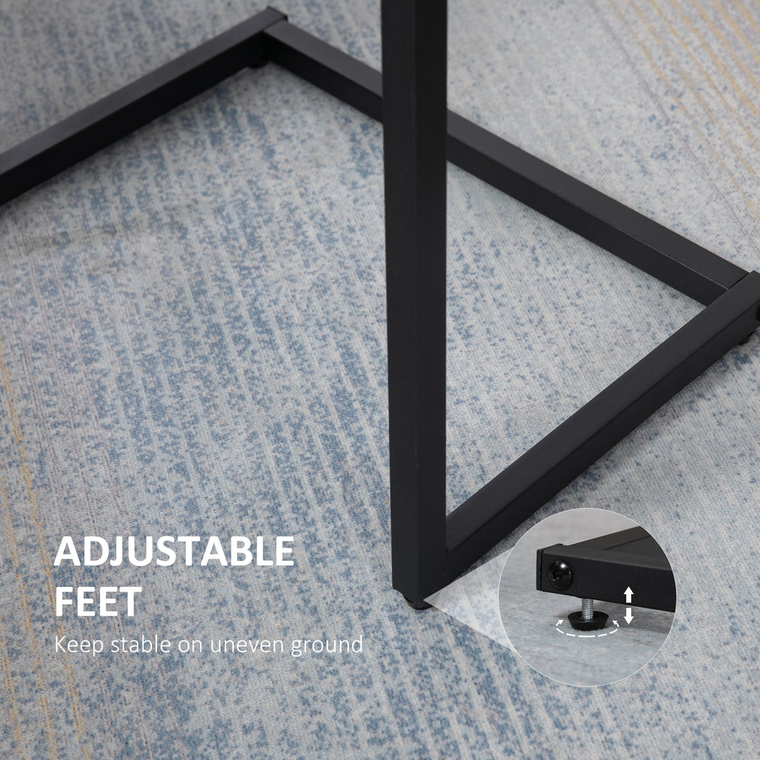 HOMCOM Nesting End Tables Set of 3, Industrial C-Shaped Snack Side Table with Steel Frame for Sofa Couch, Bed, Living Room, Rustic Brown