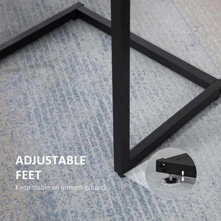 HOMCOM Nesting End Tables Set of 3, Industrial C-Shaped Snack Side Table with Steel Frame for Sofa Couch, Bed, Living Room, Rustic Brown