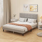 HOMCOM Queen Size Bed Frame with Upholstered Headboard, Modern Platform Bed Frame with Wood Slats, 1100 lbs Capacity, Cream