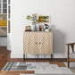 HOMCOM Modern Sideboard, Buffet Cabinet with 2 Chevron Doors and Adjustable Shelf, Kitchen Storage Cabinet with Steel Base, Coffee Bar Cabinet, 31.5" H, Oak