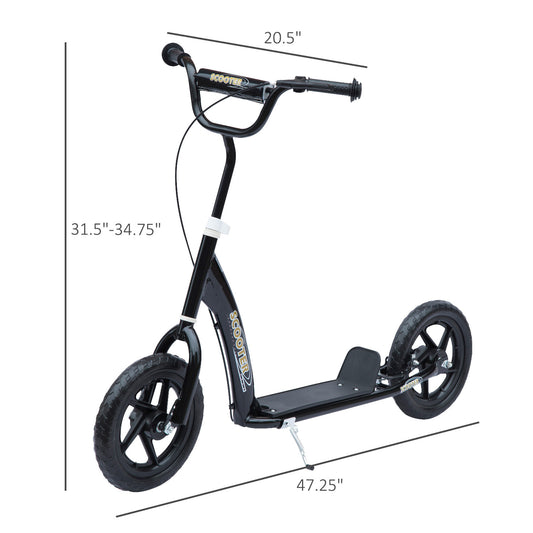HOMCOM Kids Scooter Street Bike Bicycle for Teens Ride on Toy w/ 12'' Tire for 5-12 Year Old Black