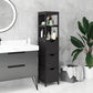 kleankin Narrow Bathroom Cabinet with 3 Drawers and 2 Tier Shelf, Tall Cupboard Freestanding Linen Tower, White