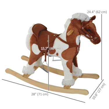Qaba Kids Rocking Horse Ride on Toy for Toddler 3 year old with Nursery Rhyme Music and Light