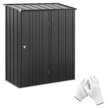 Outsunny 5' x 3' Outdoor Storage Shed, Steel Garden Shed with Single Lockable Door, Tool Storage Shed for Backyard, Black