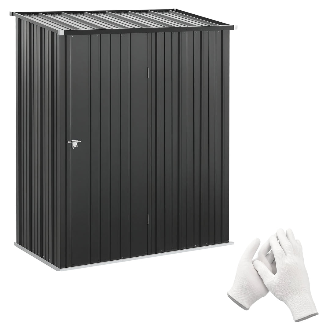 Outsunny 5' x 3' Outdoor Storage Shed, Steel Garden Shed with Single Lockable Door, Tool Storage Shed for Backyard, Black