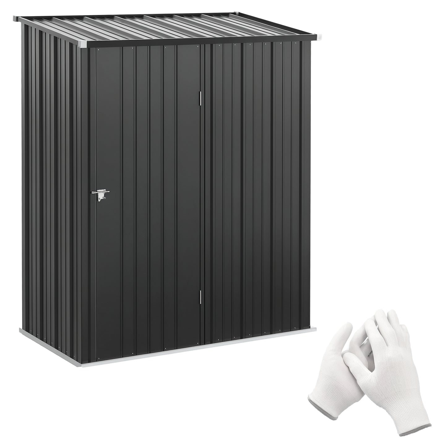 Outsunny 5' x 3' Outdoor Storage Shed, Steel Garden Shed with Single Lockable Door, Tool Storage Shed for Backyard, Brown