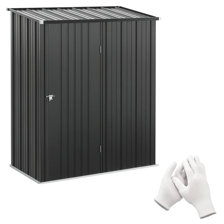 Outsunny 5' x 3' Outdoor Storage Shed, Steel Garden Shed with Single Lockable Door, Tool Storage Shed for Backyard, Black