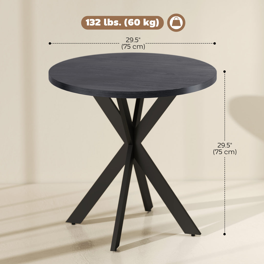 HOMCOM 29" Dining Table, Contemporary Round Kitchen Table with Steel Legs, Grey