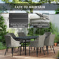 Outsunny 7 Piece Wicker Patio Furniture Set with Cushions, Umbrella Hole, Slatted Table Top, for Backyard, Porch, Garden, Balcony