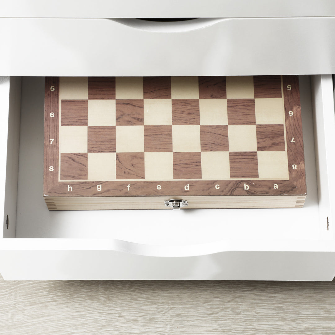 Vinsetto Vertical Filing Cabinet, Mobile File Cabinet on Wheels with 3 Drawers and 4 Open Shelves, Printer Stand with Lockable Casters for Home Office, White