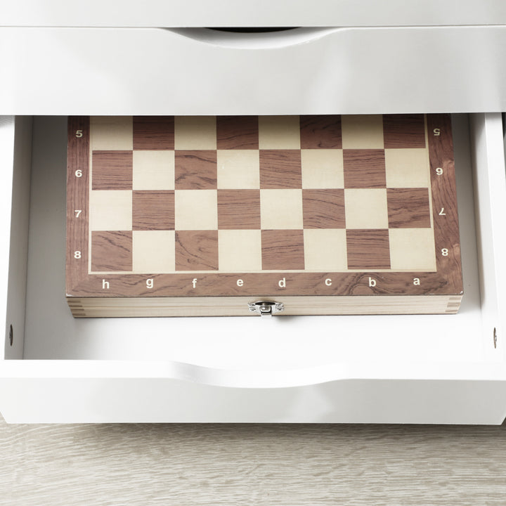 Vinsetto Vertical Filing Cabinet, Mobile File Cabinet on Wheels with 3 Drawers and 4 Open Shelves, Printer Stand with Lockable Casters for Home Office, White