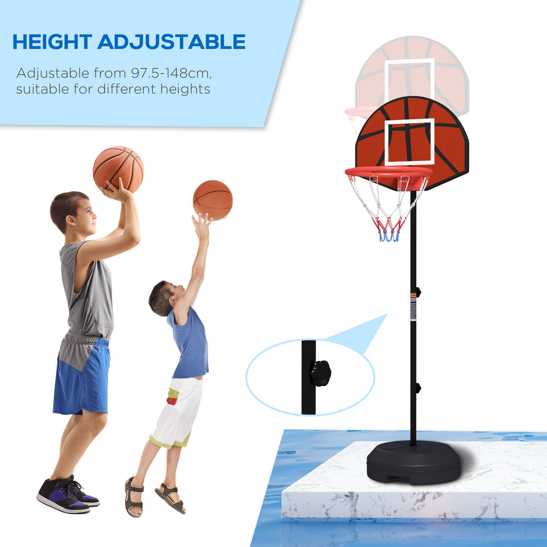 Soozier 3-5ft Basketball Hoop and Stand with Magenic Dartboard and Darts, 15" Backboard, Weighted Base for Teens Youth