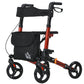 HOMCOM Rollator for Seniors with Seat, Back, Cane Holder, Aluminium Folding Rolling Walker with Adjustable Handle, Bag, Blue