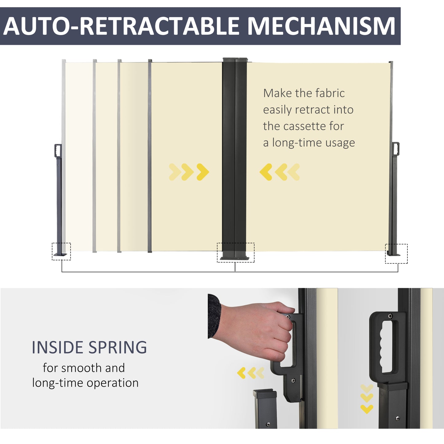 Outsunny Double Retractable Side Awning, 236" x 63" Outdoor Privacy Wall, Patio Screen for Garden, Balcony, Backyard, Grey