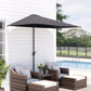 Outsunny 8ft Half Round Umbrella Outdoor Balcony Parasol Patio Garden Outdoor Window Sun Shade w/ 5 Ribs