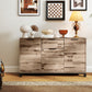 HOMCOM 47" Buffet Cabinet, Industrial Sideboard with 3 Doors, Drawer, 2 Adjustable Shelves for Living Room, Brown Wood Grain