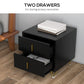 HOMCOM Bedside Table, Modern Nightstand with 2 Drawers, Side End Table with Metal Legs for Living Room, Bedroom, Black