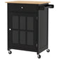 HOMCOM Rolling Kitchen Cart with Drawer and Glass Door Cabinet, Kitchen Island on Wheels with Towel Rack, White