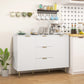HOMCOM Modern Kitchen Storage Cabinet, Sideboard Buffet Cabinet w/ 3 Drawers and Adjustable Shelves for Kitchen Hallway, Grey