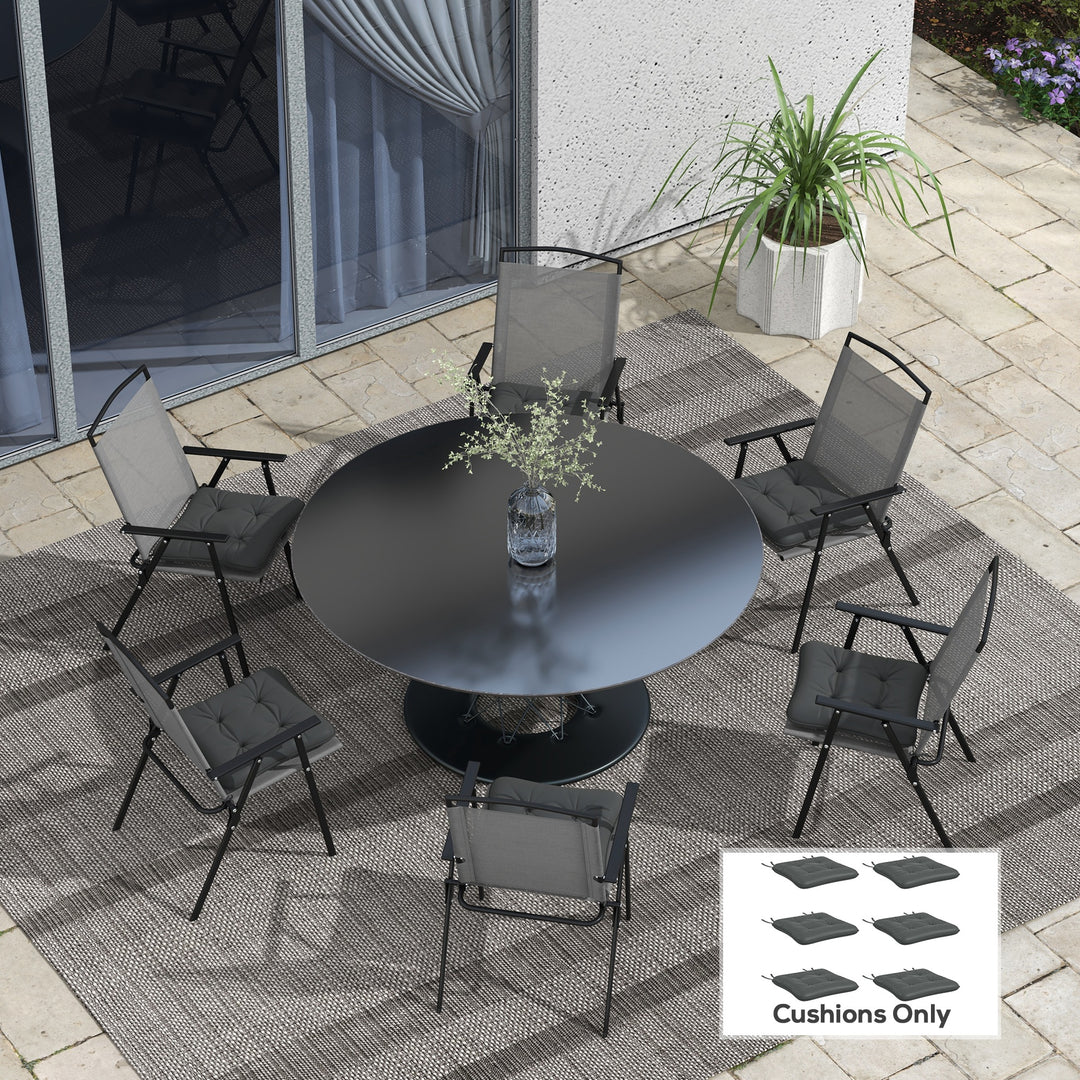 Outsunny 6-Piece Seat Cushion Replacement, Outdoor Patio Chair Cushions Set with Ties, Button Tufted, Dark Green