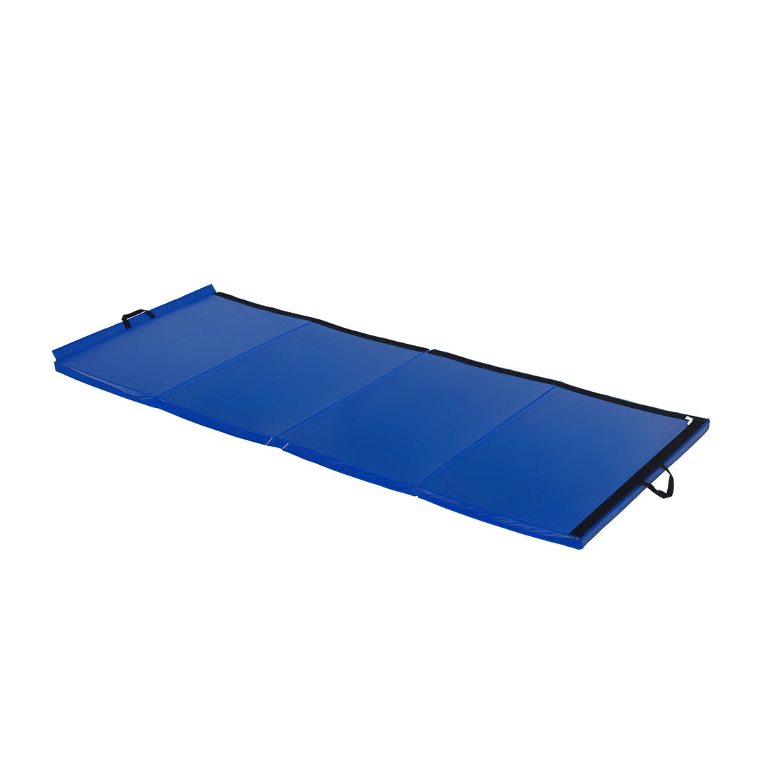 Soozier 4'x10'x2'' Folding Gymnastics Tumbling Mat, Exercise Mat  with Carrying Handles for Yoga, MMA, Martial Arts, Stretching, Core Workouts, Dark Blue