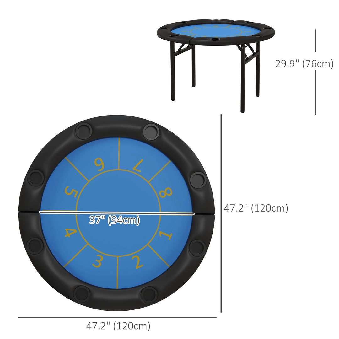Soozier Foldable Poker Table Blackjack Texas Holdem Poker Game Table with Cup Holders, 47" Round, Black