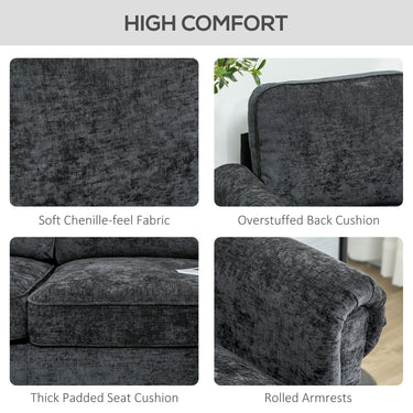 HOMCOM L Shape Sofa, Modern Sectional Couch with Changeable Chaise Lounge, Wooden Legs, Corner Sofa for Living Room, Black