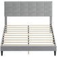 HOMCOM Queen Size Bed Frame with Upholstered Headboard, Modern Platform Bed Frame with Wood Slats, 1100 lbs Capacity, Cream