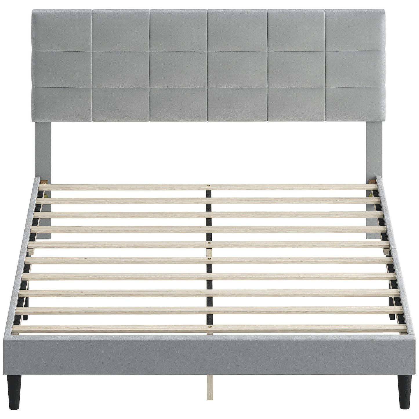 HOMCOM Queen Size Bed Frame with Upholstered Headboard, Modern Platform Bed Frame with Wood Slats, 1100 lbs Capacity, Cream