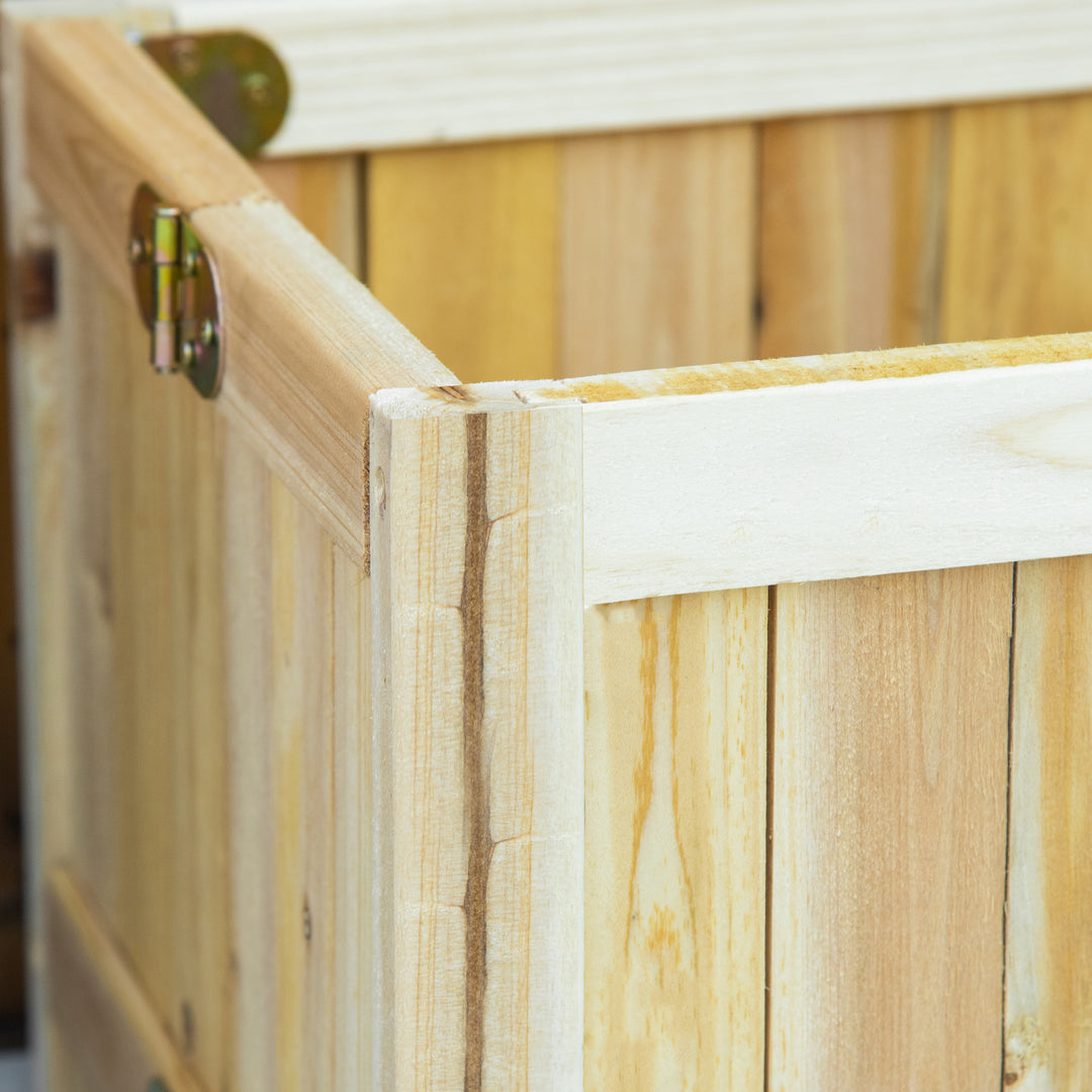 Outsunny Foldable Elevated Planter Box, Wooden Raised Garden Bed for Backyard, Patio to Grow Vegetables, Herbs, Flowers, Natural