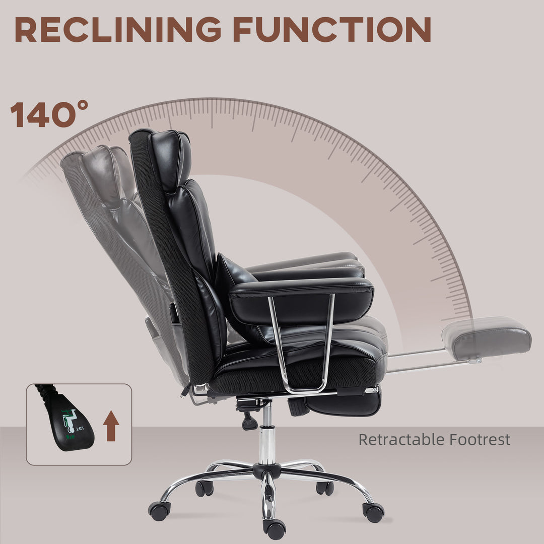 HOMCOM 400LBS Massage Office Chair, Executive Office Chair with 6-Point Vibration, Footrest and Lumbar Support, Black