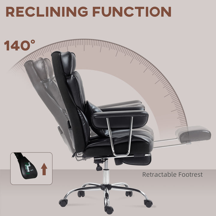 HOMCOM 400LBS Massage Office Chair, Executive Office Chair with 6-Point Vibration, Footrest and Lumbar Support, Black