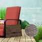 Outsunny Wicker Outdoor Recliner Chair, Reclining Lounge Chair with Adjustable Backrest, Footrest and Side Tray, Red