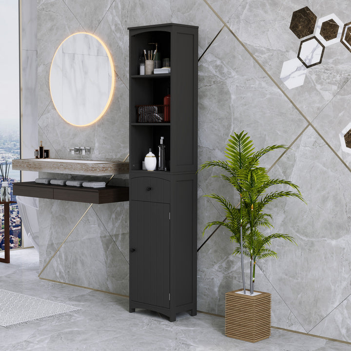 HOMCOM Tall Wooden Bathroom Cabinet Storage Organizer Kitchen Bedroom Decorative