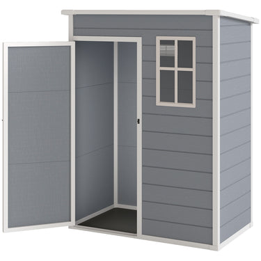 Outsunny 5 x 3FT Garden Shed with Floor, Outdoor Storage Shed with Lockable Door, Window and Vent for Backyard, Patio, Grey