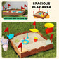 Qaba Wooden Kids Sandbox with Cover, 4 Seats, Rudder, Deck, Bottom Liner, 52" x 40" x 55.5", for Ages 3-8, Yellow