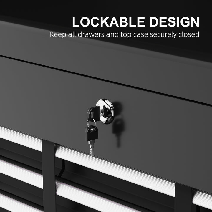 HOMCOM 6 Drawer 24" Portable Tool Box with Top Case, Ball Bearing Slides, Metal Tool Chest for Garage, Household and Warehouse