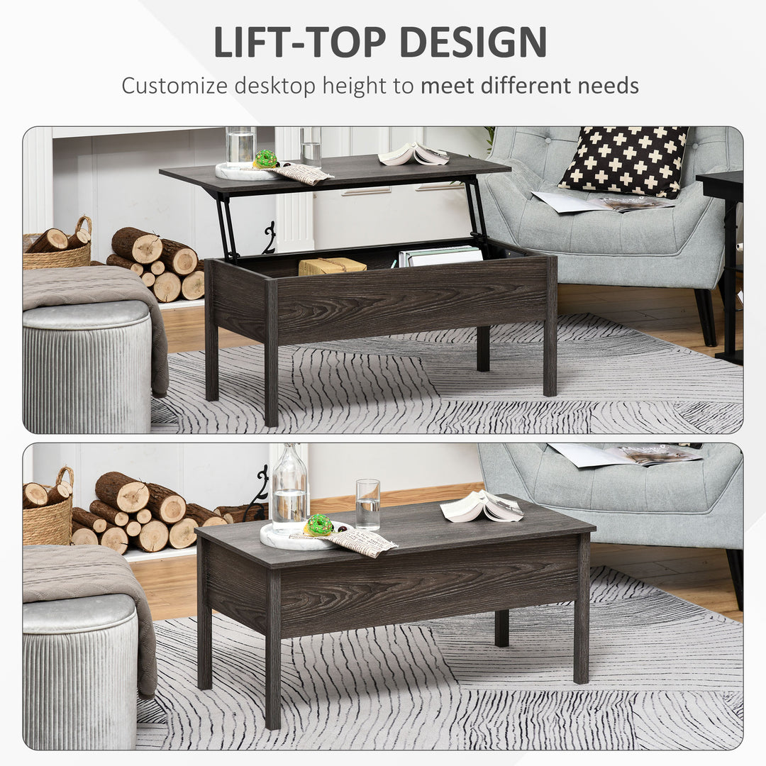HOMCOM 39" Modern Lift Top Coffee Table with Hidden Storage Compartment, Center Table for Living Room, Grey