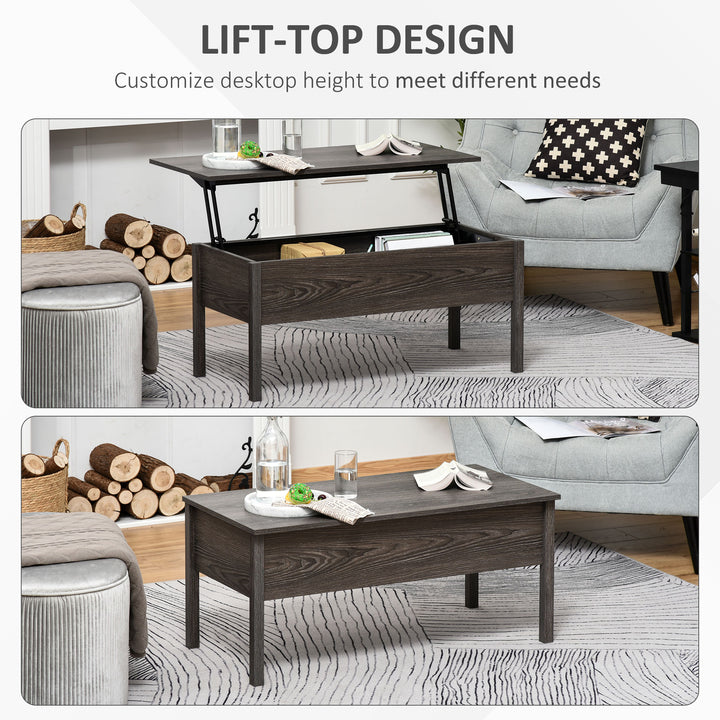 HOMCOM 39" Modern Lift Top Coffee Table with Hidden Storage Compartment, Center Table for Living Room, Grey