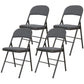 HOMCOM 4 Pack Folding Chairs with Padded Seats, Velvet Portable Party Chairs with Steel Frame, Beige